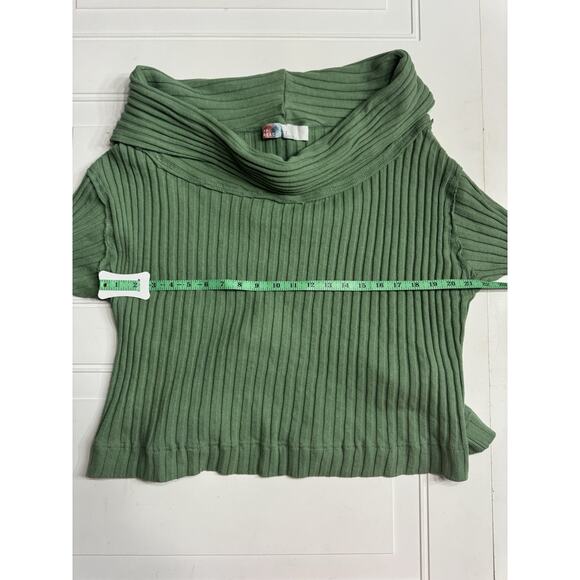 Free People FP Beach Green Slouchy Cowl Neck Long Sleeve Pullover Size Large - Picture 4 of 5